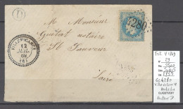 France - Lettre VILLEVOCANCE - Ardeche - GC4280 Et Facteur D - T22 - 1869 - 1849-1876: Klassik