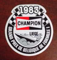 Autocollant Champion 1983 Grand Prix De Belgique De Formule 1 - Hors-bord Liège - Pegatinas