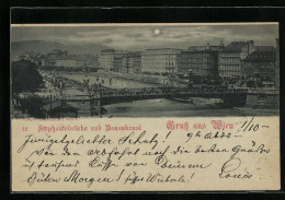 Mondschein-AK Wien, Stephaniebrücke Und Donaukanal  - Autres & Non Classés