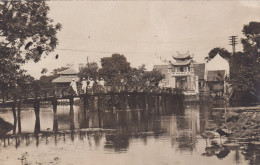 Real Photo  Mititaries On A Bridge In Front Of A Pagoda - China