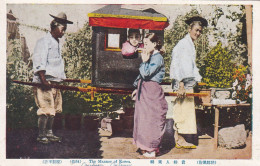 Hand Colored The Manner Of Korea Sedan Chair Chaise à Porteur Hinode Shoko Seoul - Corée Du Sud