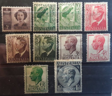 AUSTRALIA 1946- 1951,King George VI / Queen Elisabeth  10 Timbres Entre Yvert No 1t5 - 188 , Neufs / * MH , - Mint Stamps