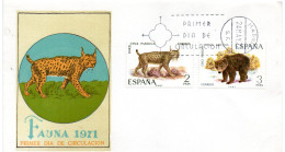 Sobre  De Primer Dia Fauna De 1971 - FDC