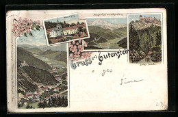 Lithographie Gutenstein, Maria Hilf, Klosteratal Mit Schneeberg, Lange Brücke  - Other & Unclassified