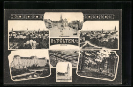 AK St. Pölten, Bahnhof, Amtsgebäude, Promenade  - Autres & Non Classés