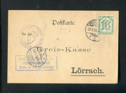 "DEUTSCHES REICH" 1905, Dienstmarke Mi. 11 EF Auf Postkarte Mit Stegstempel "PFORZHEIM" Nach Loerrach (L2011) - Oficial