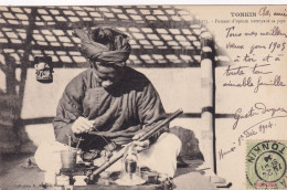 Drug Addict Opium Smoker In North Vietnam Opim Pipe  P. Used Hanoi 1904 - Salute