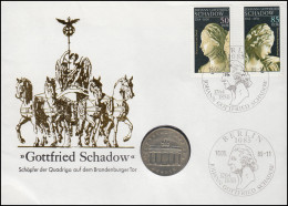 DDR-Numisbrief Gottfried Schadow 5-Mark-Gedenkmünze Brandenburger Tor ESSt 1989 - Sobres Numismáticos