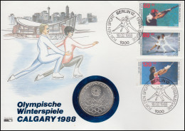 Numisbrief Olympia Calgary 1988, 10 DM / Sporthilfe-Satz., ESST Berlin 18.2.1988 - Enveloppes Numismatiques