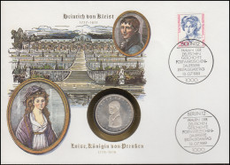 Numisbrief H. Von Kleist / Luise Von Preußen 5 DM / 250 Pf., ESST Bonn 13.7.1989 - Coin Envelopes