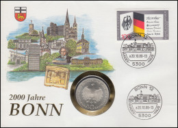 Numisbrief 2000 Jahre Bonn, 10 DM / 100 Pf., ESST Bonn 20.10.1989 - Sobres Numismáticos