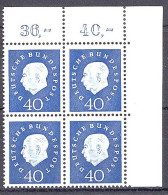 305 Heuss III 40 Pf Eck-Vbl. Or ** Postfrisch - Unused Stamps