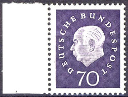 306 Heuss III 70 Pf Seitenrand Li. ** Postfrisch - Unused Stamps