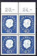 305 Heuss III 40 Pf OR-Viererbl. ** Postfrisch - Unused Stamps