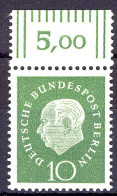 303 Heuss III 10 Pf Oberrand ** Postfrisch - Neufs