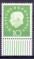 303 Heuss III 10 Pf Unterrand ** Postfrisch - Unused Stamps