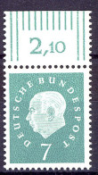 302 Heuss III 7 Pf Oberrand ** Postfrisch - Unused Stamps