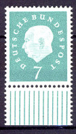 302 Heuss III 7 Pf Unterrand ** Postfrisch - Unused Stamps