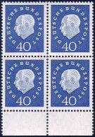 305 Heuss III 40 Pf UR-Viererbl. ** Postfrisch - Unused Stamps
