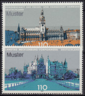 3036-3037 Landesparlamente: Hamburg Und Schwerin, Satz Mit Muster-Aufdruck - Variétés Et Curiosités