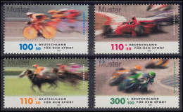 2031-2034 Sporthilfe: Rennsport, 4 Werte, Satz Mit Muster-Aufdruck - Errors & Oddities