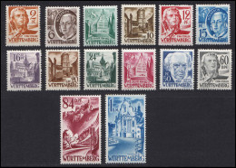 14-27 Württemberg Personen/Ansichten II 1948, Satz ** - Württemberg