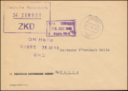 ZKD-Brief Deutsche Notenbank ZERBST 26.7.1966 An Die DN In HALLE/SAALE 27.7.66 - Autres & Non Classés