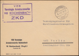 ZKD-Brief Vereinigte Armaturenwerke REICHENBACH /VOGTL. 16.1.1967 Nach Berlin - Altri & Non Classificati