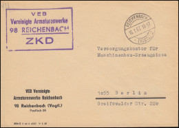 ZKD-Brief Vereinigte Armaturenwerke REICHENBACH /VOGTL. 16.1.1967 Nach Berlin - Otros & Sin Clasificación