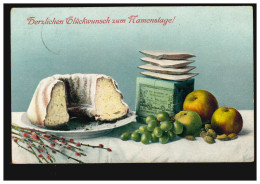 Ansichtskarte Namenstag Stillleben Mit Kuchen Und Obst, HUTTROP 26.5.1906 - Otros & Sin Clasificación