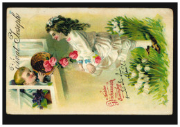 Ansichtskarte Namenstag Joseph: Junge Schenkt Mädchen Rosen DÜSSELDORF 18.3.1908 - Otros & Sin Clasificación