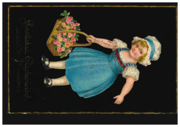 Ansichtskarte Namenstag Mädchen Im Blauen Kleid Rosenkorb, NÜRNBERG 4.9.1925 - Autres & Non Classés