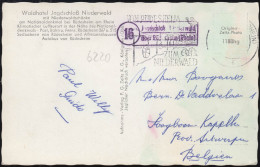 Landpost-Stempel Jagdschloss Niederwald über Rüdesheim (Rhein) Auf AK Um 1960 - Autres & Non Classés