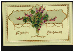 Ansichtskarte Namenstag Glockenblumen Mit Glücksklee, REGENSBURG 2.12.1912 - Other & Unclassified