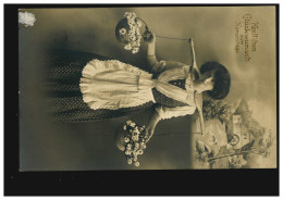 Ansichtskarte Namenstag Wasserträgerin Mit Blumen Wassermühle, ALDEKERK12.8.1913 - Autres & Non Classés