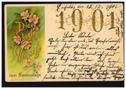 Ansichtskarte Namenstag Glückwünsche Für 1901, CREFELD 15.12.1901 Nach VORST - Sonstige & Ohne Zuordnung