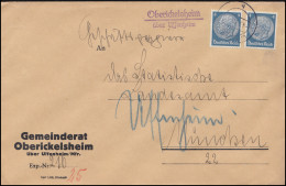 Landpost-Stempel Oberickelsheim über UFFENHEIM 4.1.1936 Auf Brief Nach München - Lettres & Documents