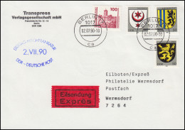 Erste Mischfrankatur DDR - Deutsche Post Als Eil-Brief BERLIN 17 - 2.7.1990 - Unclassified