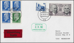 Letzter Tag Kursgültigkeit DDR Eil-Brief BERLIN  2.10.1990 Mit Ulbricht-Marken - Sin Clasificación