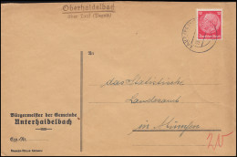 Landpost-Stempel Oberhaidelbach über LAUF (PEGNITZ) 29.6.37 Brief Nach München - Brieven En Documenten
