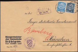 Landpost-Stempel Stübig über SCHESSLITZ (LAND) 1.4.1936 Auf Brief Nach München - Covers & Documents