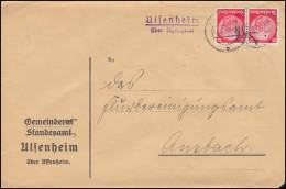 Landpost-Stempel Ulsenheim über UFFENHEIM 21.6.1935 Auf Brief Nach München - Storia Postale