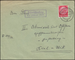 Landpost Schwichtenberg über FRIEDLAND (MECKL.) 27.3.37 Auf Brief Nach Kiel-Wik - Storia Postale