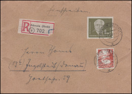 253 Pieck 1 DM Mit 214 Marx 8 Pf Als MiF Auf R-Brief SCHWERIN 30.10.1950 - Covers & Documents