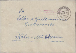 Gebühr-bezahlt-Stempel Auf Brief GEMÜND (EIFEL) 2.7.48 Nach Köln-Mülheim - Sonstige & Ohne Zuordnung