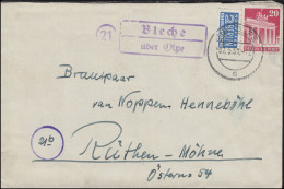 Landpost Bleche über OLPE 7.5.51 Auf Brief Bauten 20 Pf Mit Notopfer N. Rüthen - Brieven En Documenten