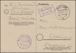 Gebühr-bezahlt-Stempel ELZE(HAN) 19.11.45 Mit Dienstsiegel Alfeld Auf Postkarte  - Otros & Sin Clasificación