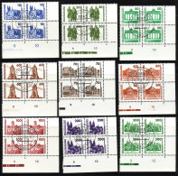 3344-52 Bauwerke 1990, Eckrand-Viererblocks. U.r. VS-O Berlin ZPF - Used Stamps