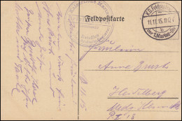Marinefeldpost BS 2. Matrosen-Artillerie-Regiment 11.11.1915 Auf Feldpostkarte - Other & Unclassified