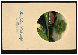 Prägekarte Namenstag Landschaftsbild Mit Brücke Fluss Enten OSNABRÜCK 4.11.1910 - Sonstige & Ohne Zuordnung